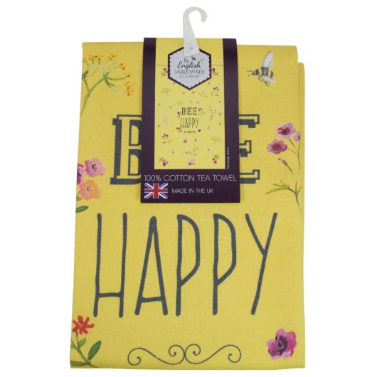 Bee Happy Tea Towel  - Yellow