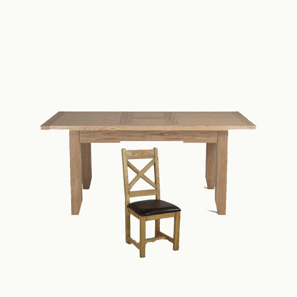Oak Dining Set with 6 PU Leather Chairs