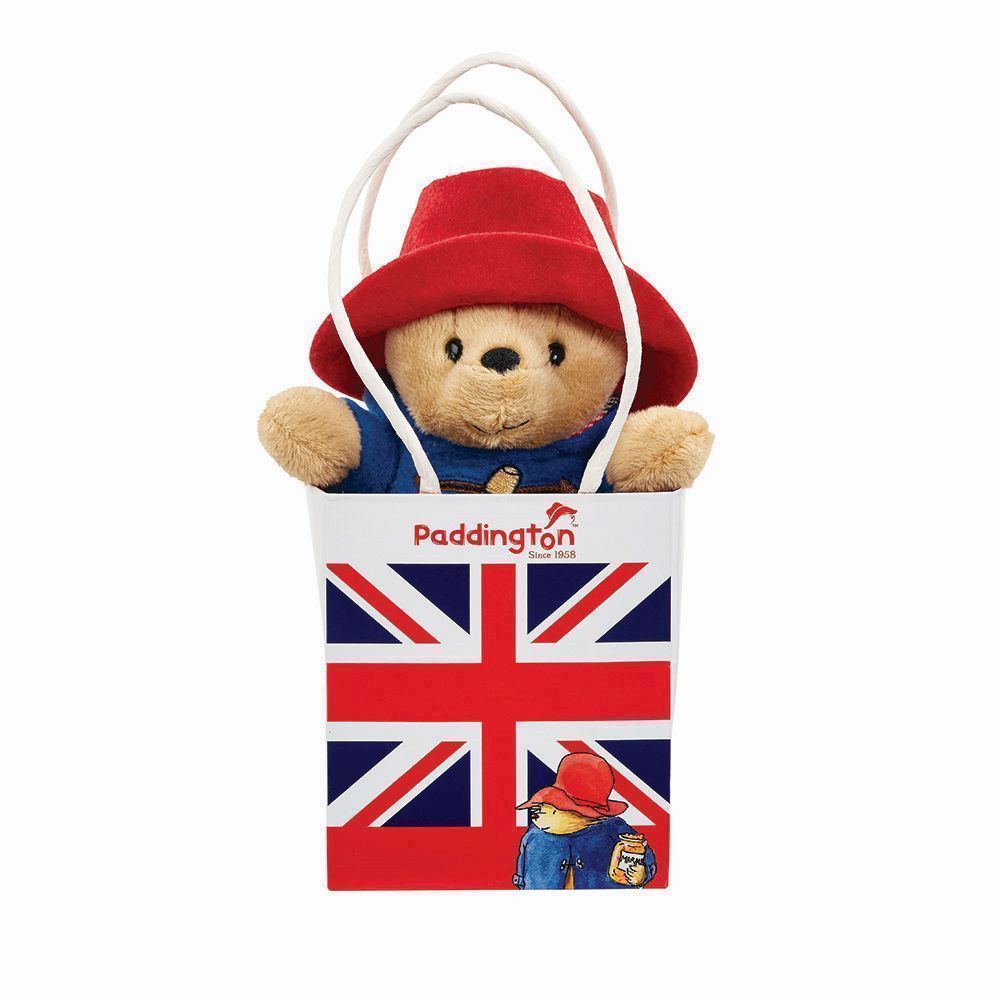 Paddington Bear in a Union Jack Bag