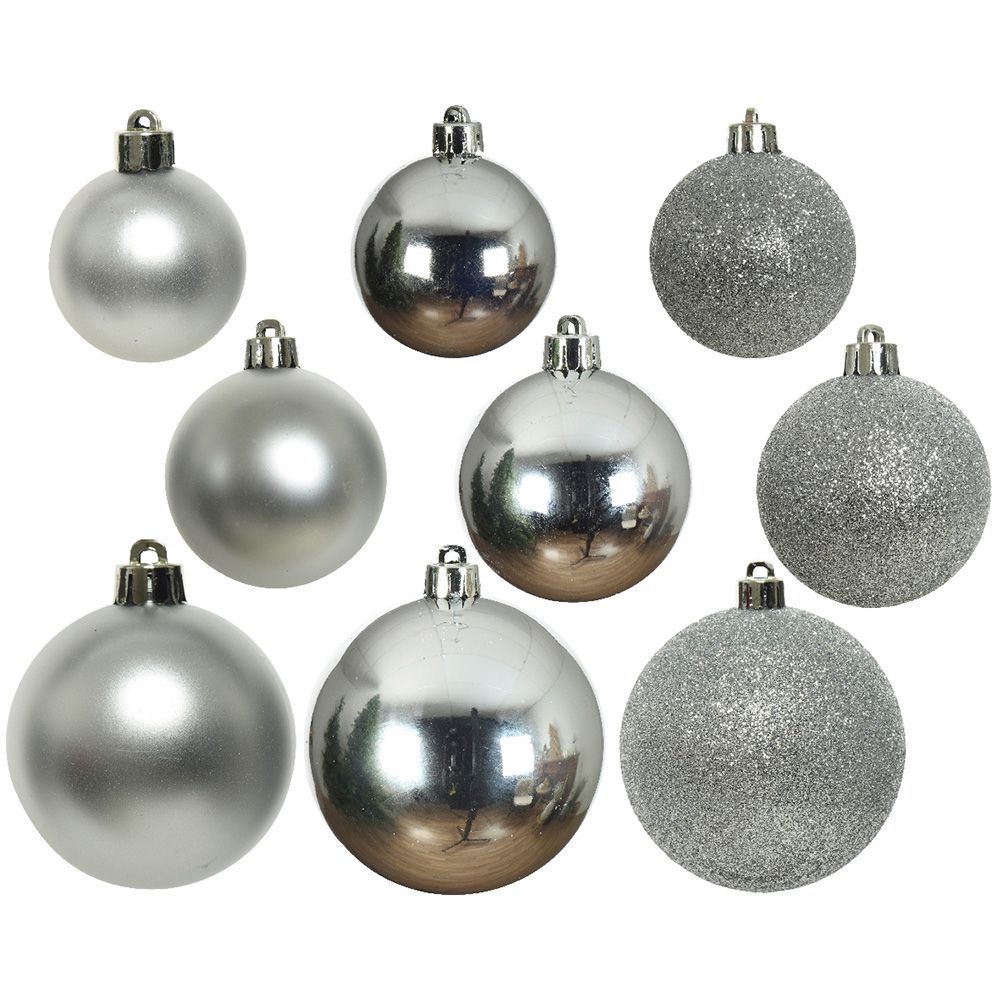 Silver Assorted Shatterproof Baubles - 26 Pack
