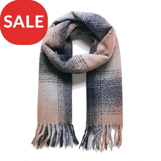 Jewel City Ombre Check Blue Blanket Scarf