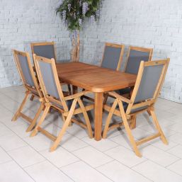 Broadway Wooden 6 Seat Dining Set with Reclining Armchairs