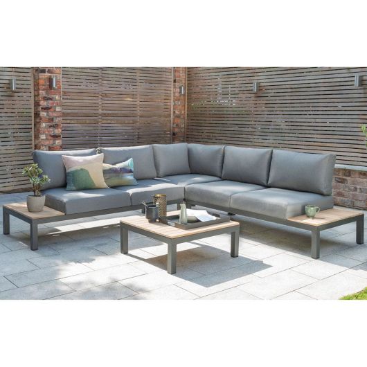Kettler Elba Low Lounge Corner Set with Coffee Table in Grey