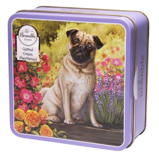 Bramble House Pug Embossed Tin With Shortbread Buttons