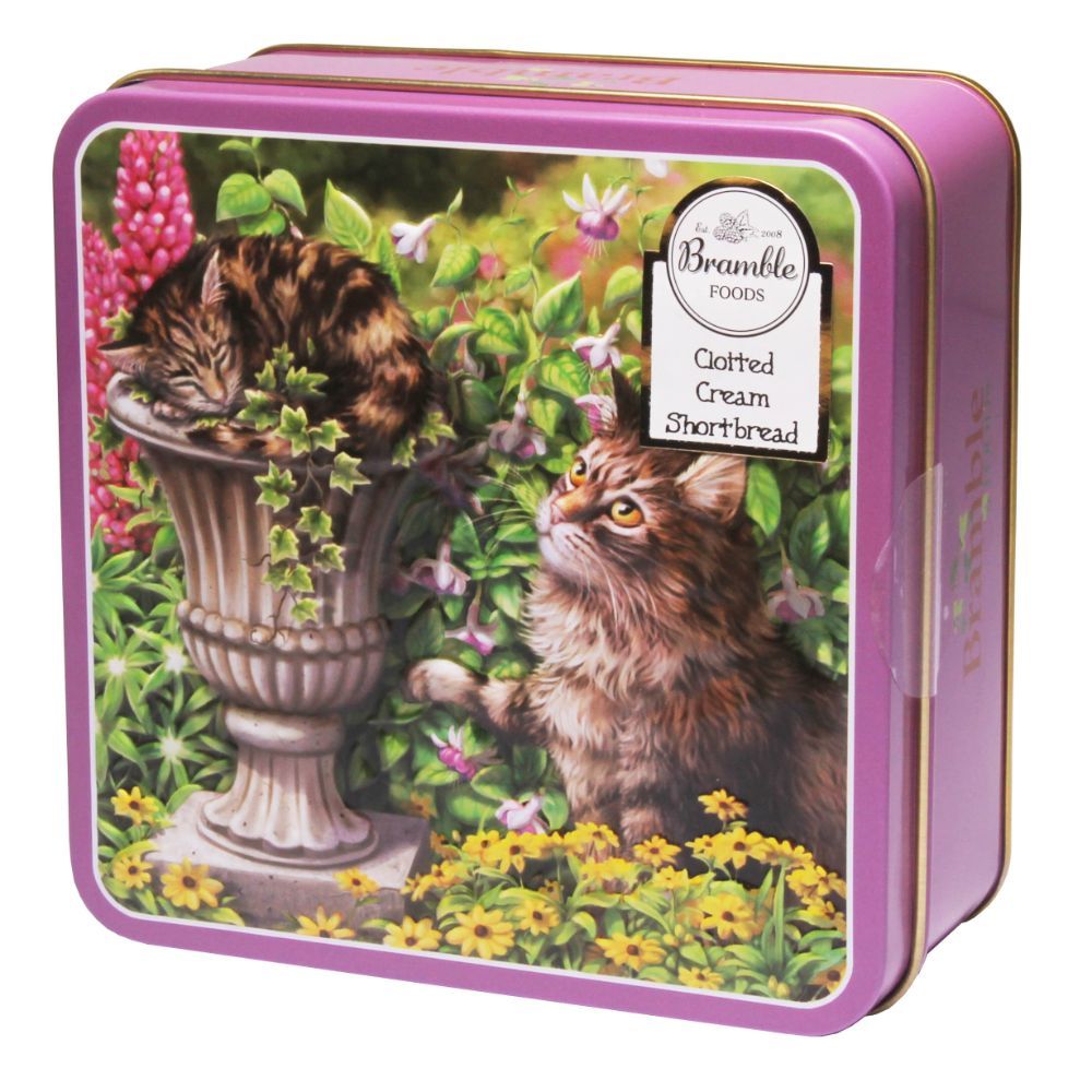 Bramble House Tabby Cat Embossed Tin With Shortbread Buttons