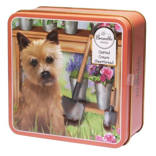 Bramble House Terrier Embossed Tin with Shortbread Buttons