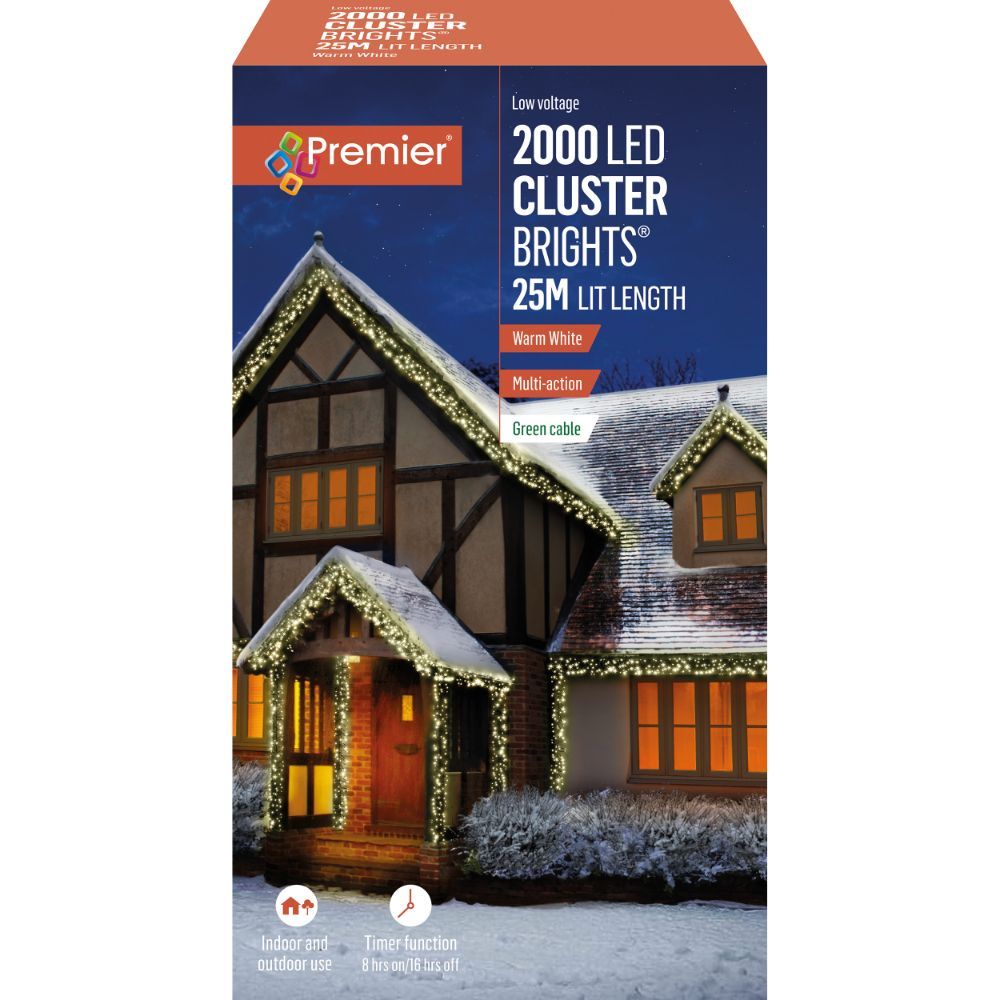 Premier 2000 LED Cluster Brights - Warm White | Garden Store Online