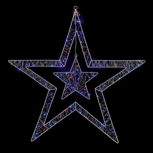 Premier White Double Wire Star With 140 Rainbow LEDs