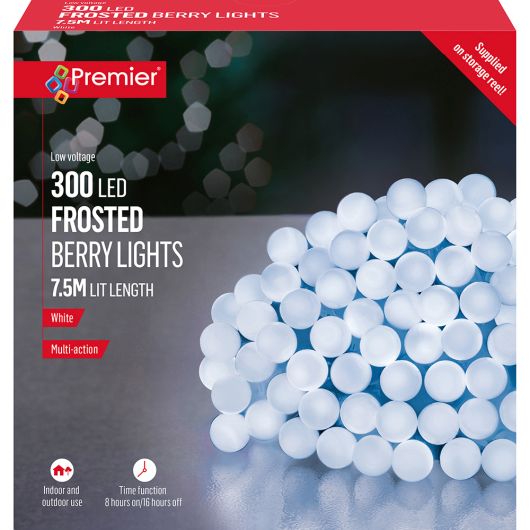 Premier Frosted Berry Lights 300 LED 7.5m - White