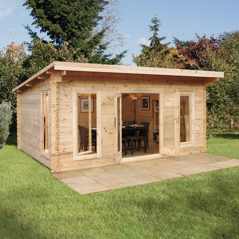 Mendip 5m X 4m Log Cabin - Double Glazed With 24kg Felt (Direct Delivery)