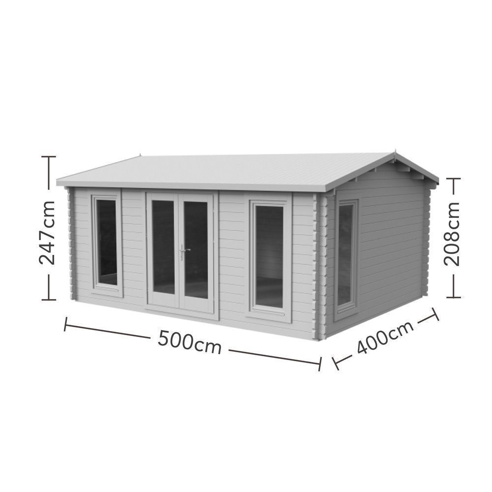 Rushock 5m X 4m Log Cabin - Double Glazed With 34kg Felt (Direct Delivery)