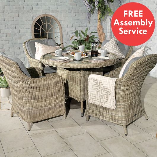 Wentworth 4 Seater Round Imperial Dining Set Including Cushions