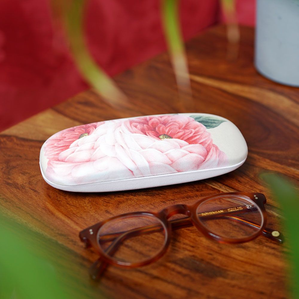 Floral Pink Peony Glasses Case