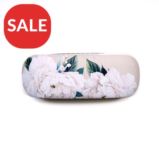 Floral White Peony Glasses Case